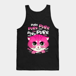 Purrr, Purr, Purrfectly Cute, Cuddly And Adorable Pink Cat Tank Top